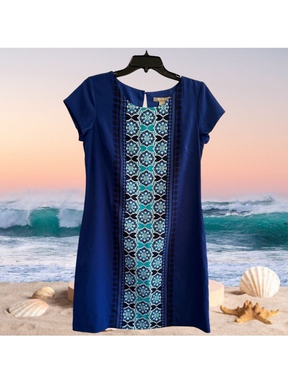 Banana Republic Tropical Dress Womens 6 Blue Lined Floral NWT
